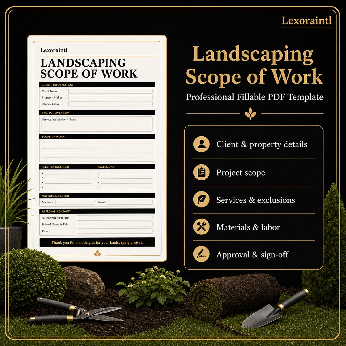 Landscaping Scope of Work Template – Fillable PDF