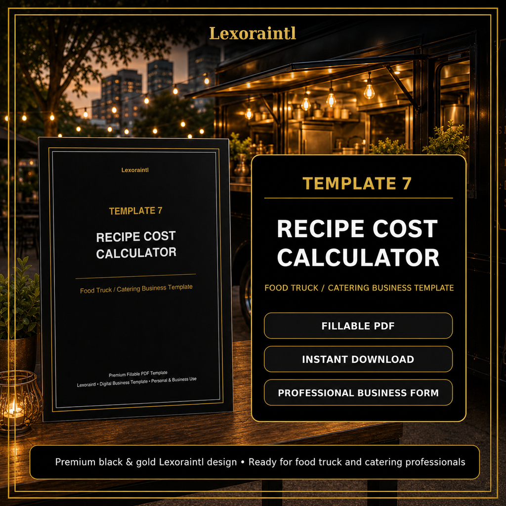 Recipe Cost Calculator Template — Fillable PDF + Excel
