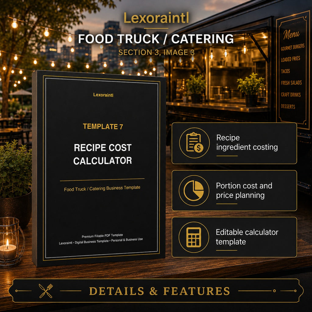 Recipe Cost Calculator Template — Fillable PDF + Excel
