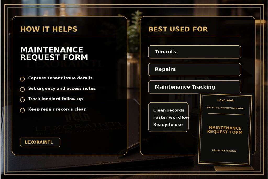 Maintenance Request Form Template | Fillable PDF for Landlords & Property Managers