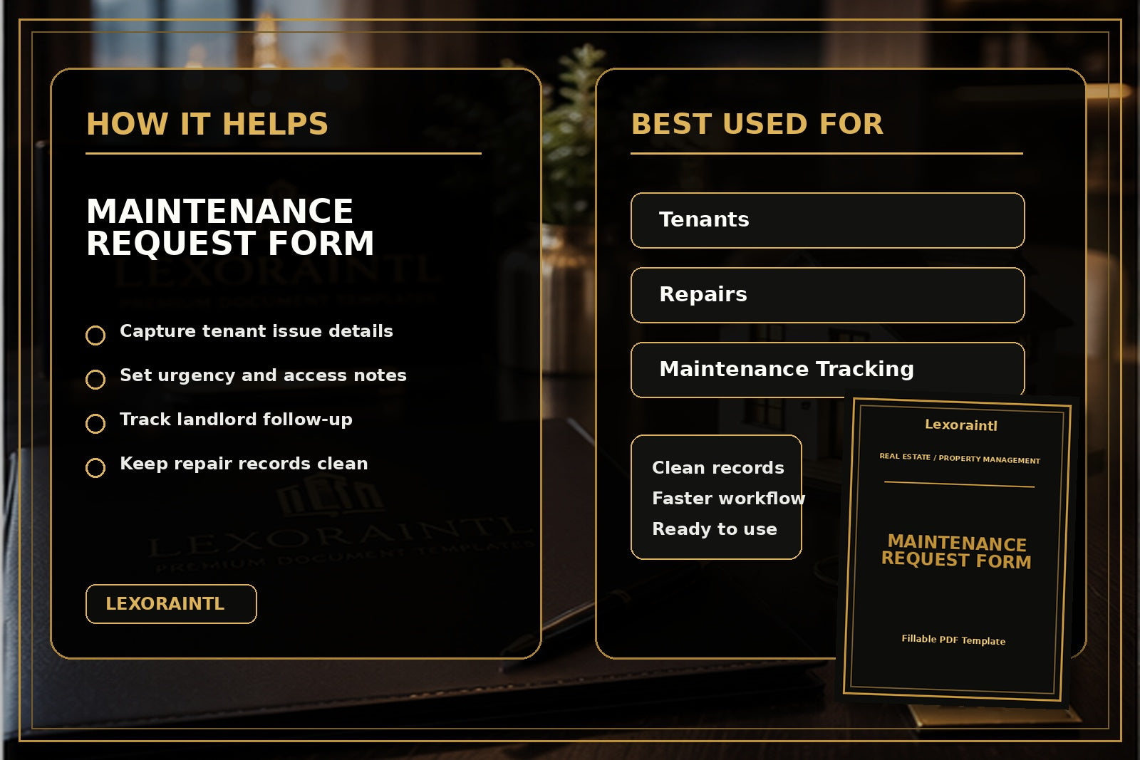 Maintenance Request Form Template | Fillable PDF for Landlords & Property Managers