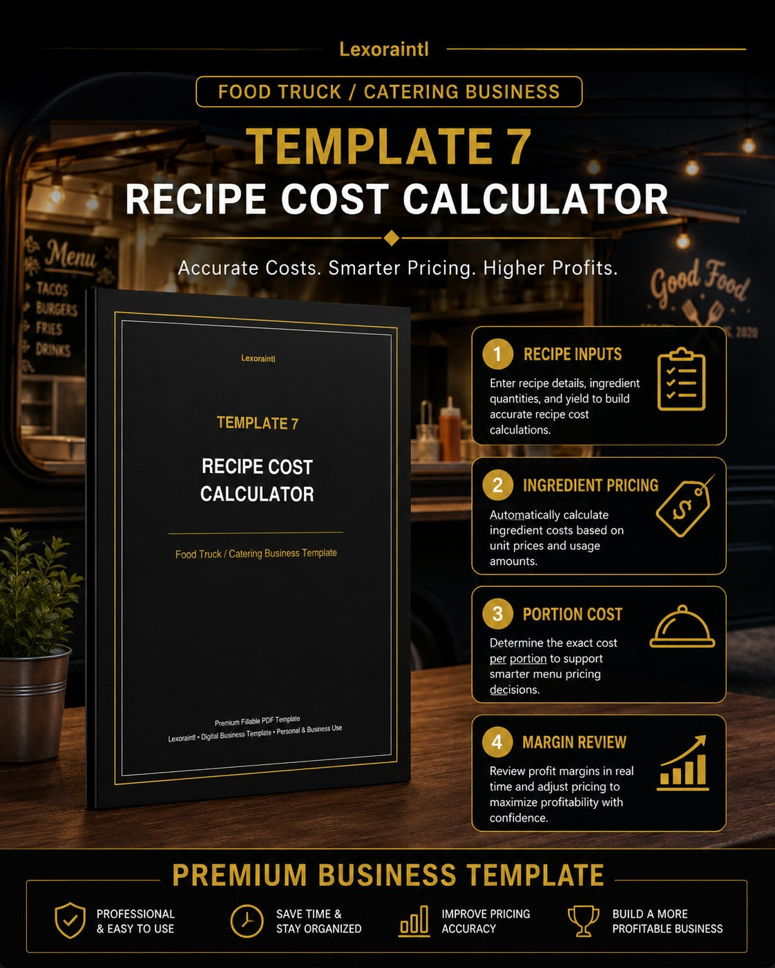 Recipe Cost Calculator Template — Fillable PDF + Excel