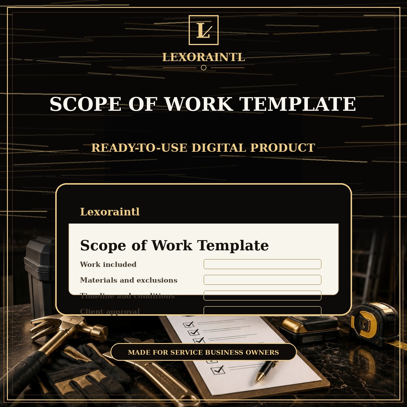 Handyman Scope of Work Template — Fillable PDF