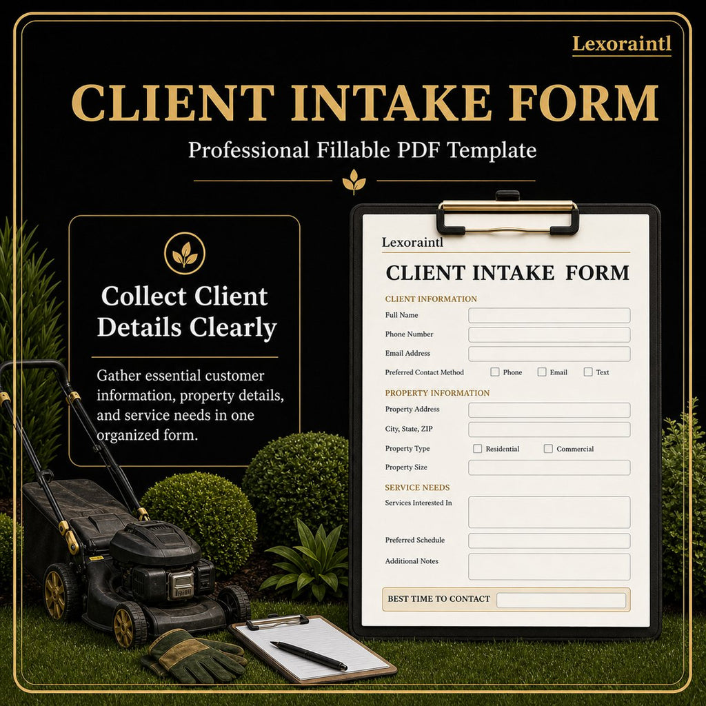 Landscaping Client Intake Form Template – Fillable PDF