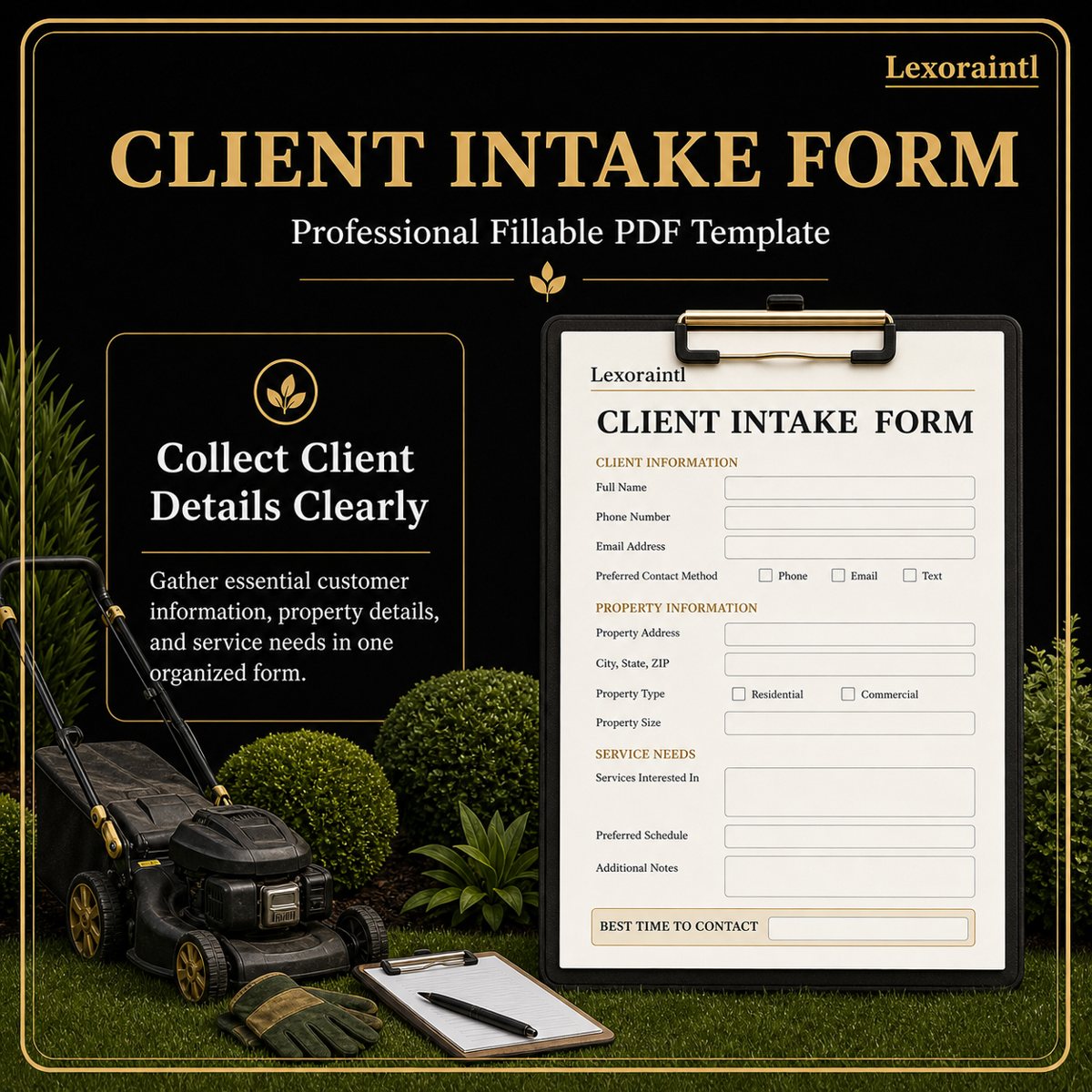 Landscaping Client Intake Form Template – Fillable PDF