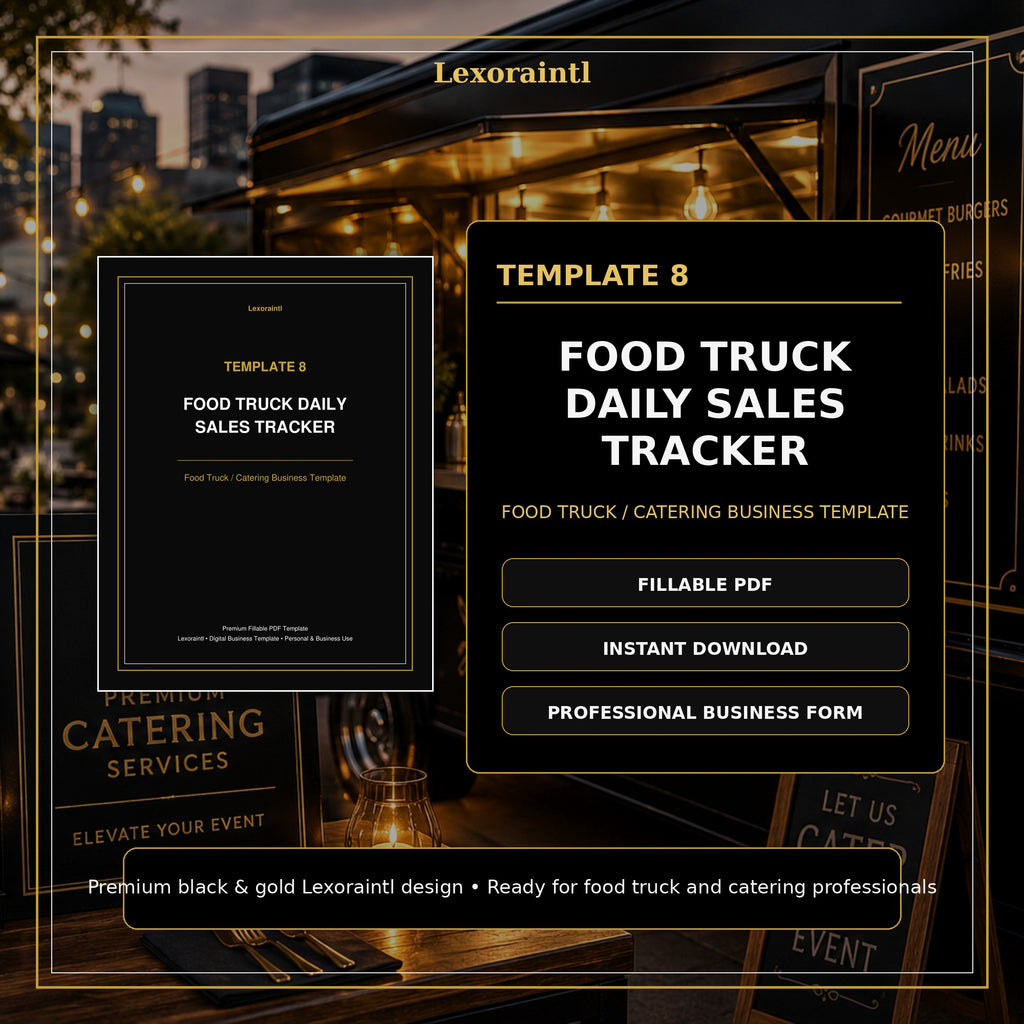 Food Truck Daily Sales Tracker Template — Fillable PDF + Excel