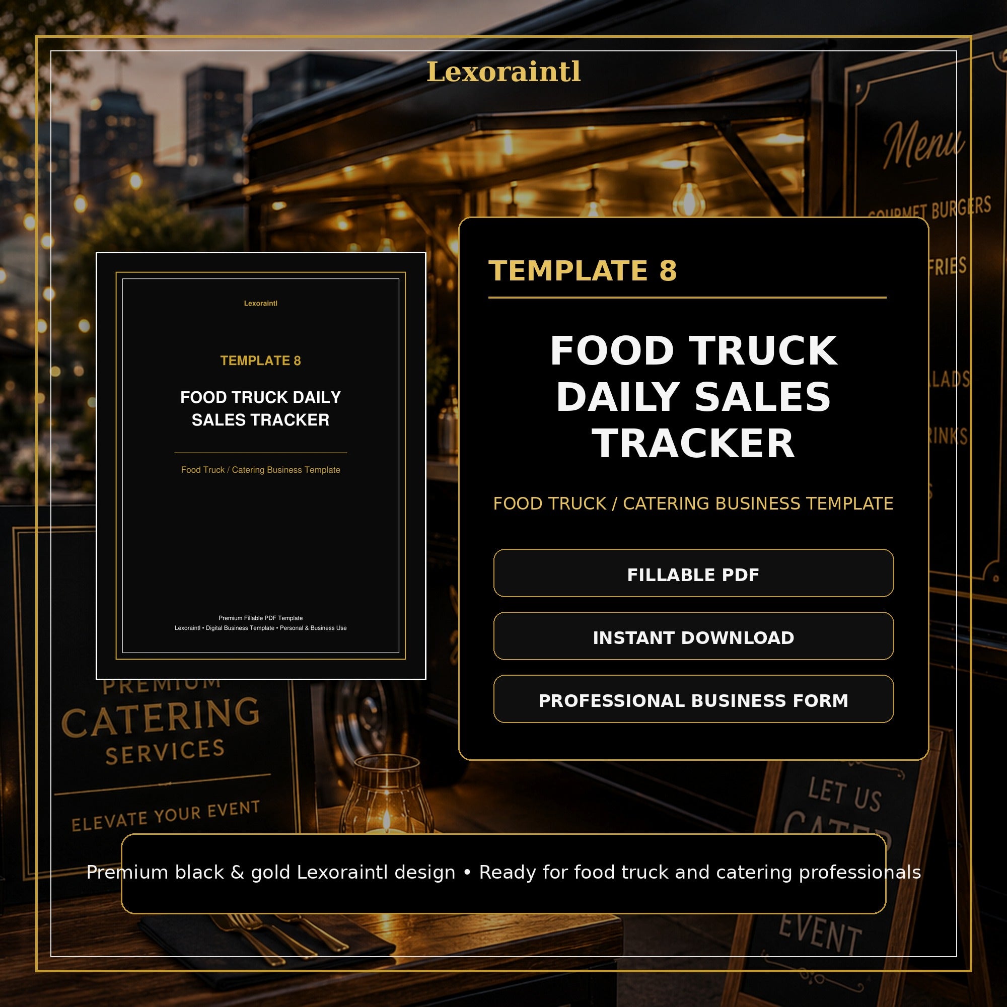Food Truck Daily Sales Tracker Template — Fillable PDF + Excel