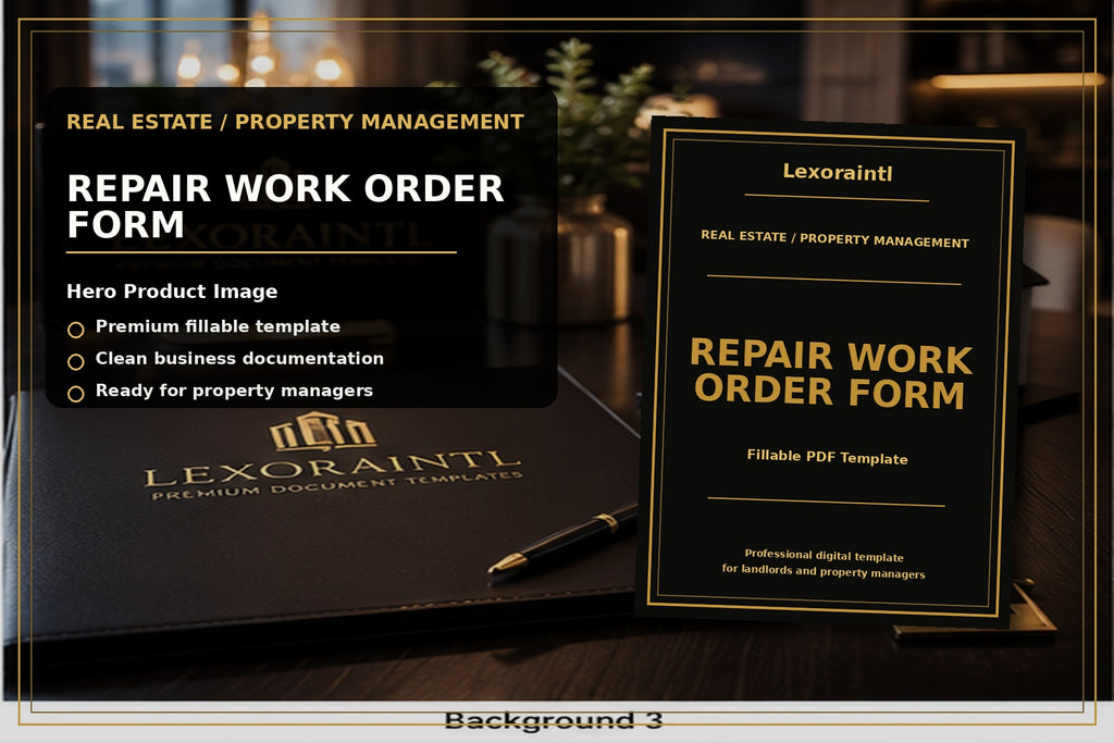 Repair Work Order Form Template | Fillable PDF for Landlords, Property Managers & Contractors