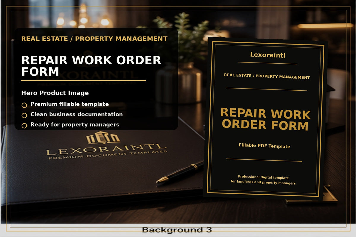 Repair Work Order Form Template | Fillable PDF for Landlords, Property Managers & Contractors