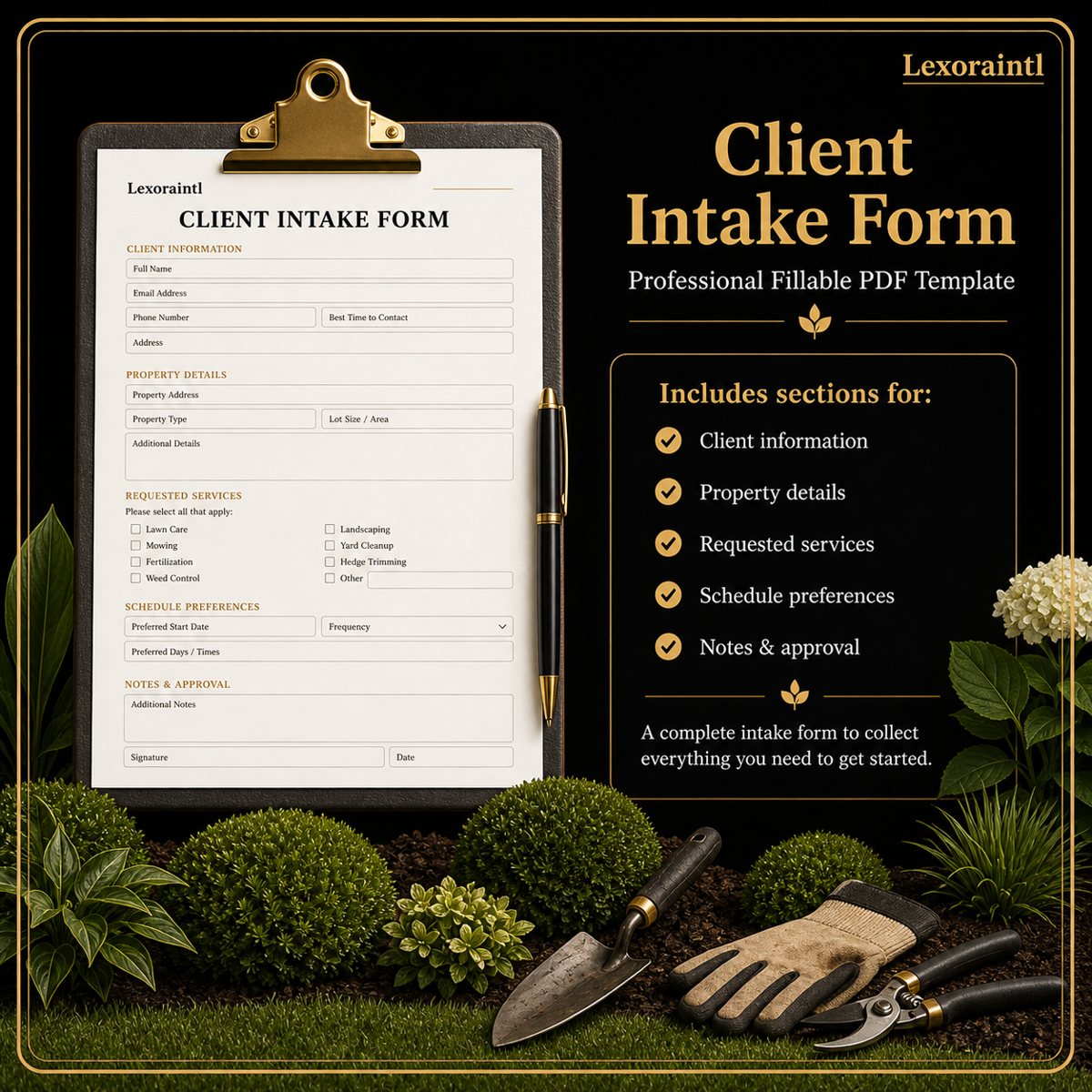 Landscaping Client Intake Form Template – Fillable PDF