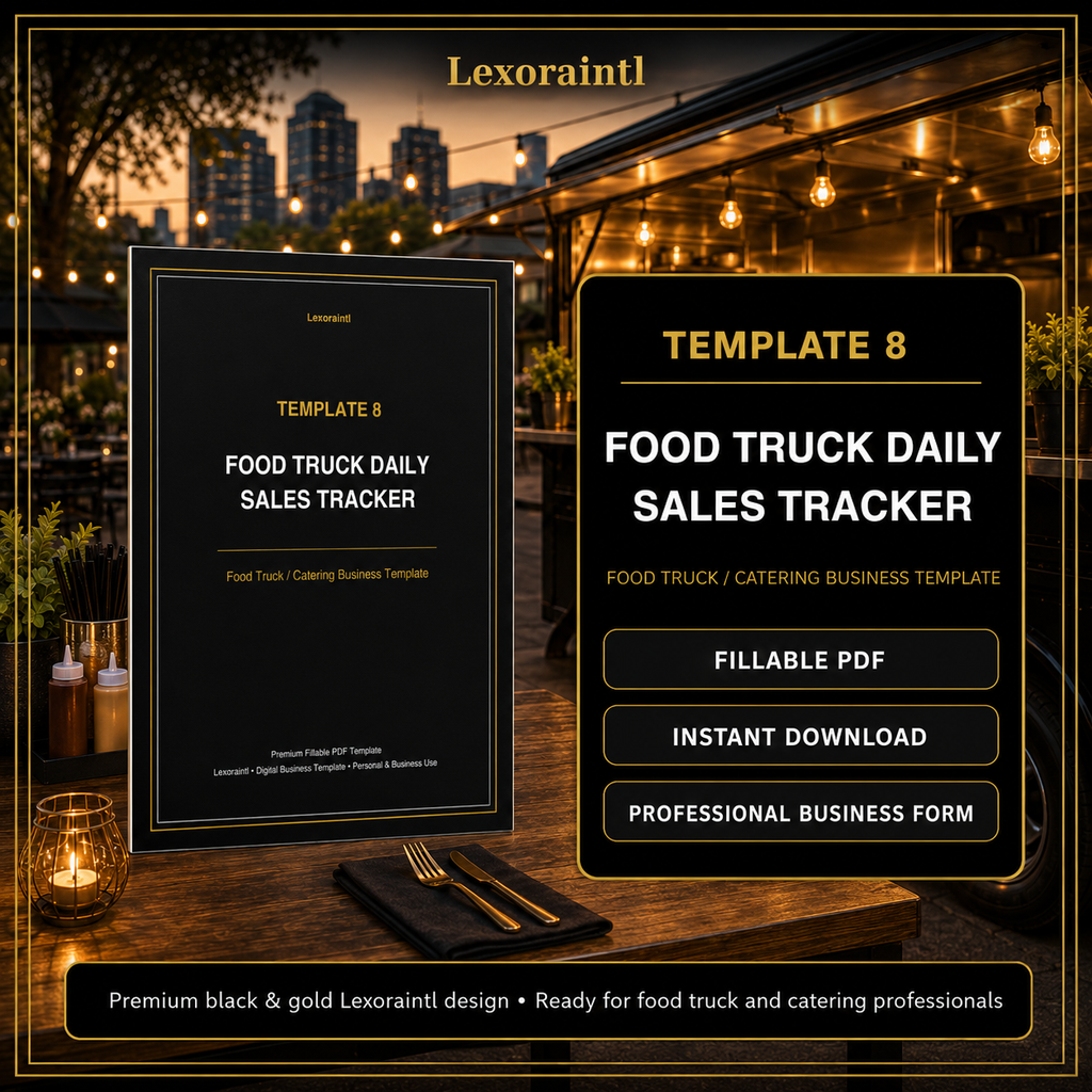 Food Truck Daily Sales Tracker Template — Fillable PDF + Excel