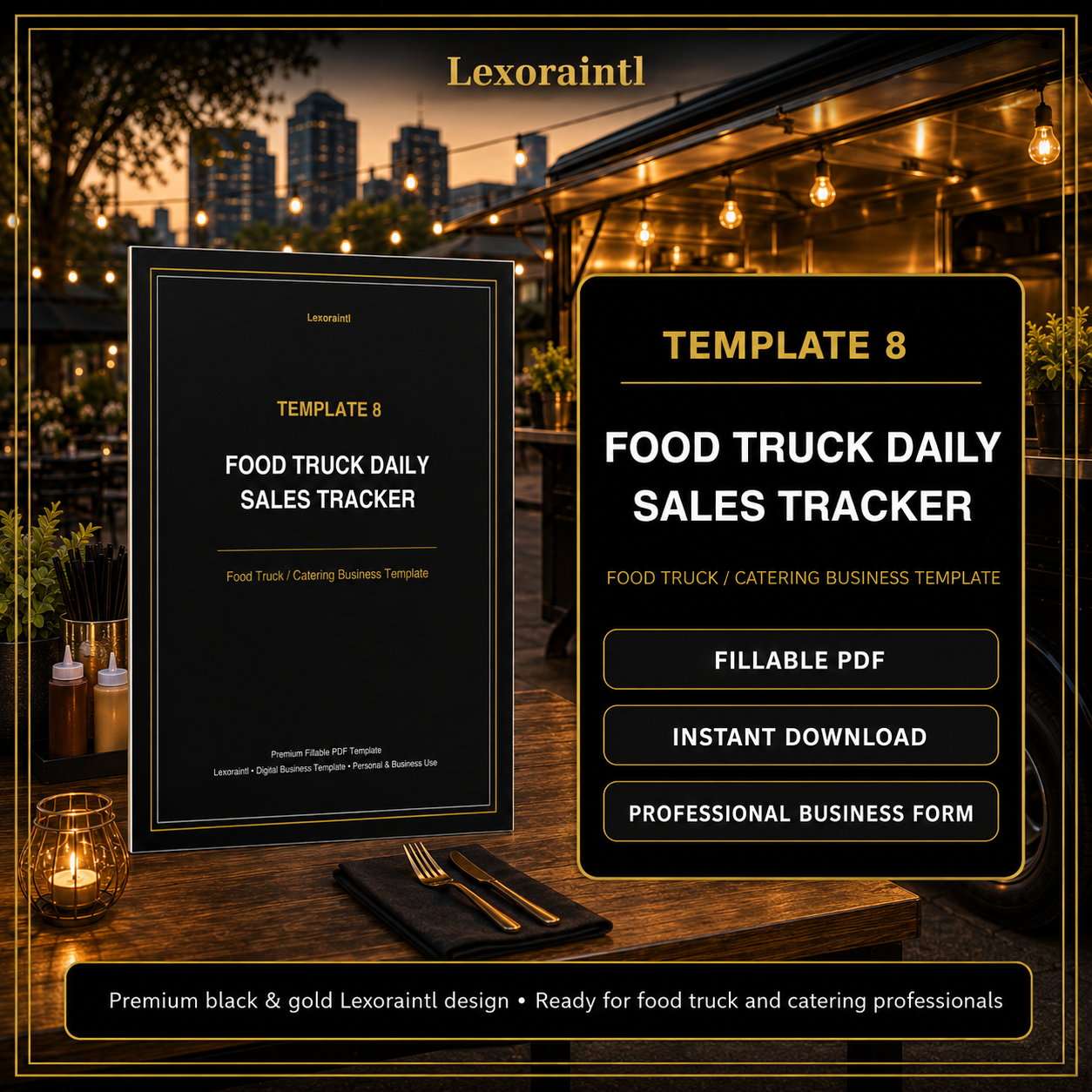 Food Truck Daily Sales Tracker Template — Fillable PDF + Excel