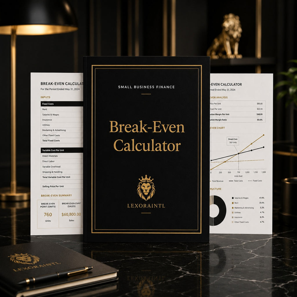 Break-Even Calculator Template | Fillable Small Business Finance PDF