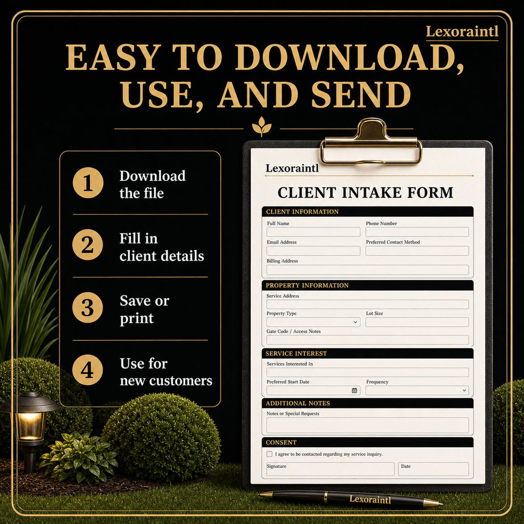 Landscaping Client Intake Form Template – Fillable PDF