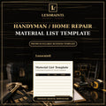 Handyman Material List Template — Fillable PDF