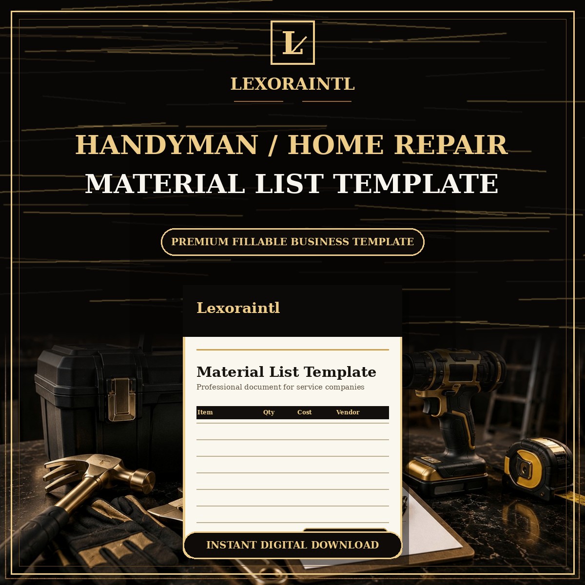 Handyman Material List Template — Fillable PDF