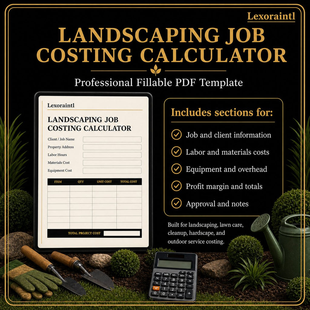 Landscaping Job Costing Calculator – Excel & PDF Template