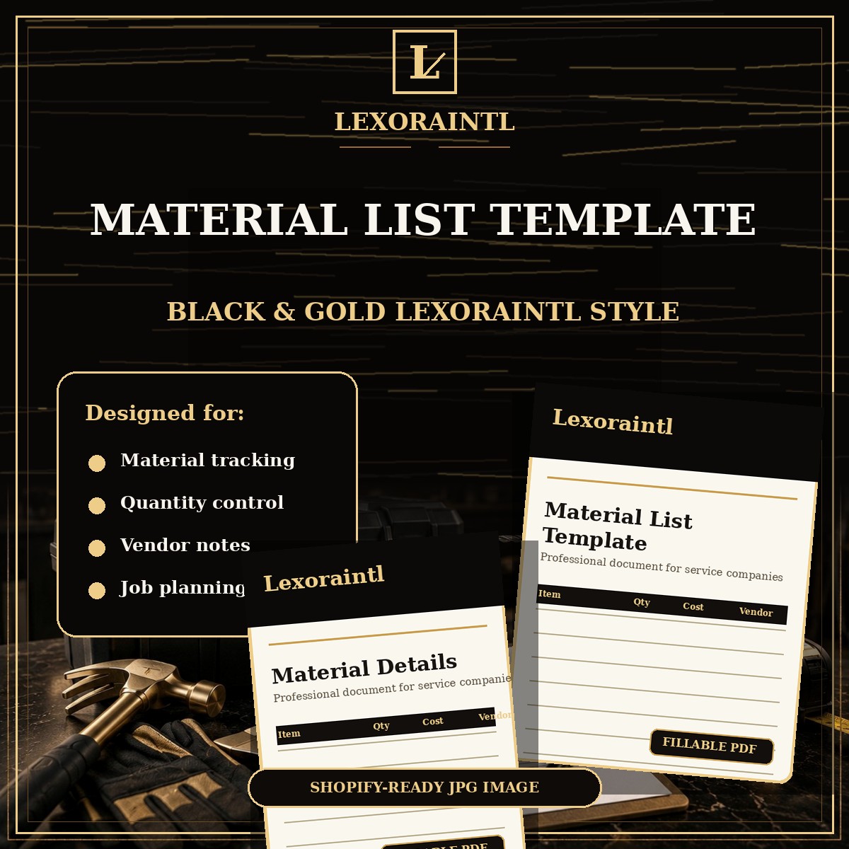 Handyman Material List Template — Fillable PDF