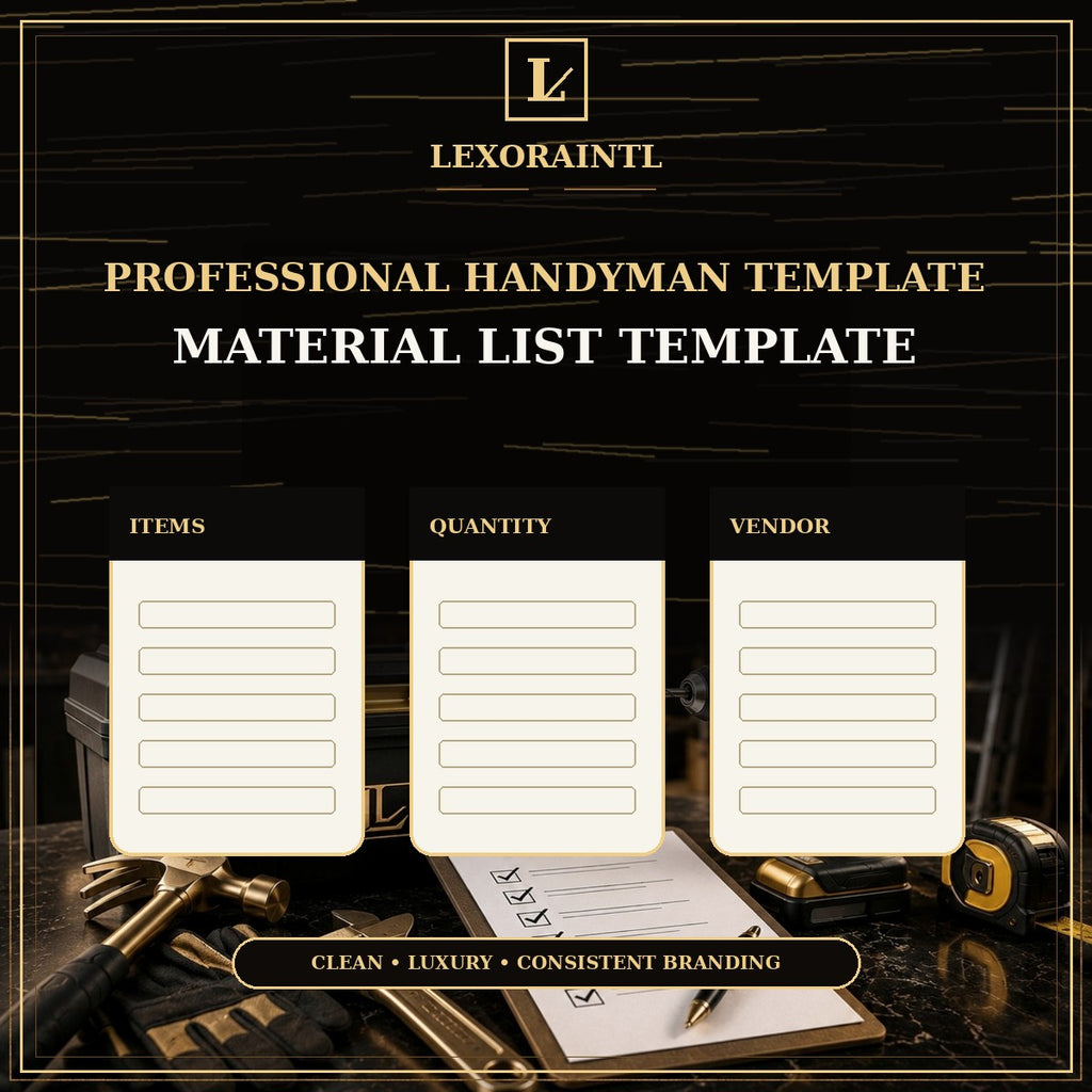 Handyman Material List Template — Fillable PDF