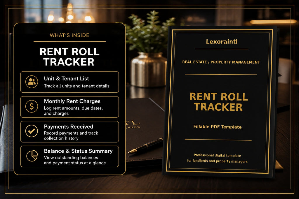 Rent Roll Tracker Template | Fillable PDF + Excel for Landlords & Property Managers