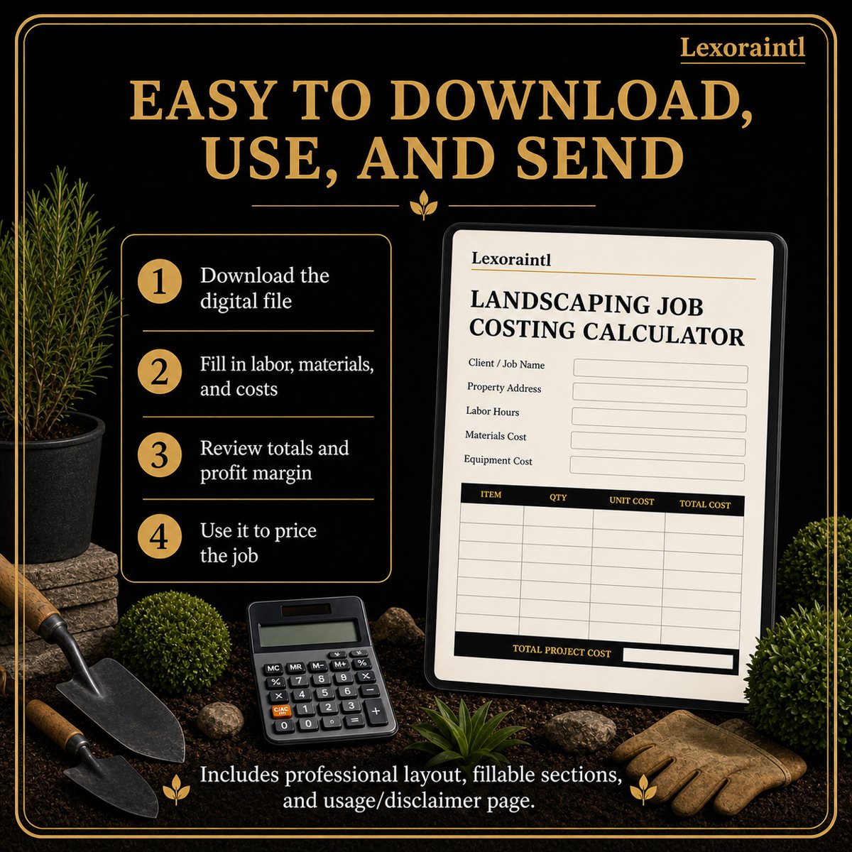 Landscaping Job Costing Calculator – Excel & PDF Template