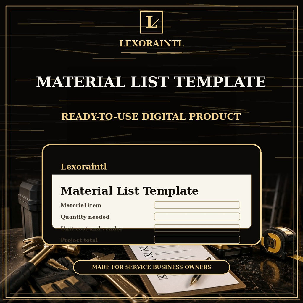 Handyman Material List Template — Fillable PDF