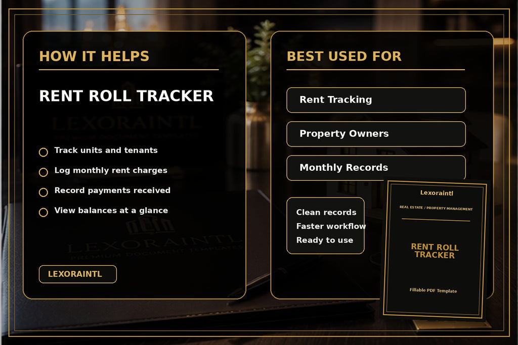 Rent Roll Tracker Template | Fillable PDF + Excel for Landlords & Property Managers