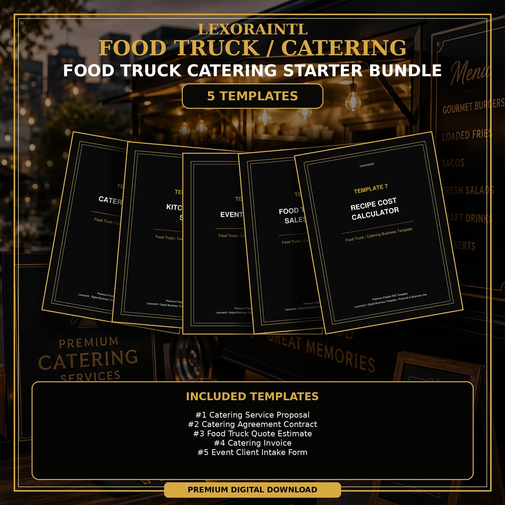 Food Truck / Catering Starter Bundle — 5 Templates