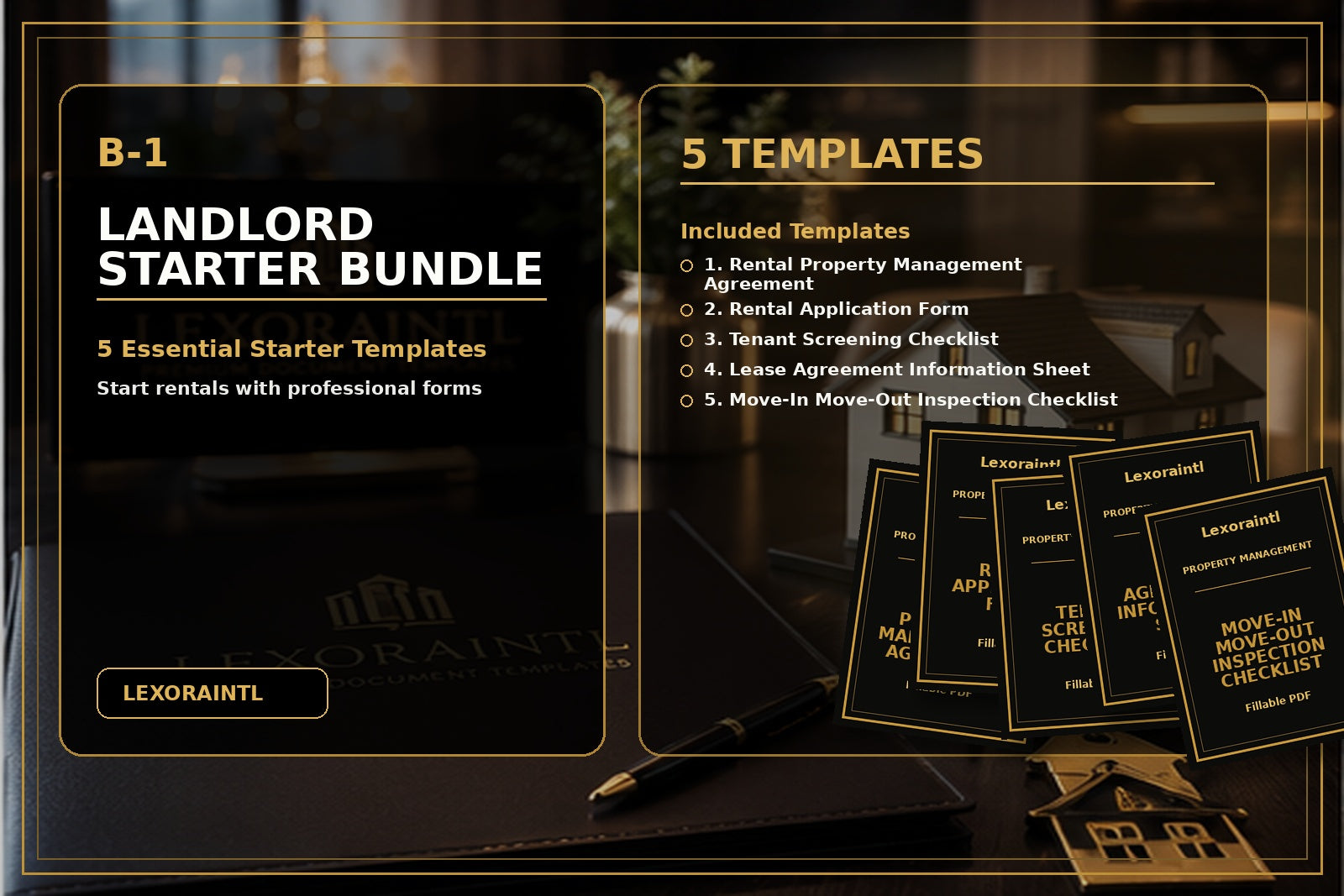 Landlord Starter Bundle | 5 Fillable Real Estate Templates for New Landlords & Rental Owners