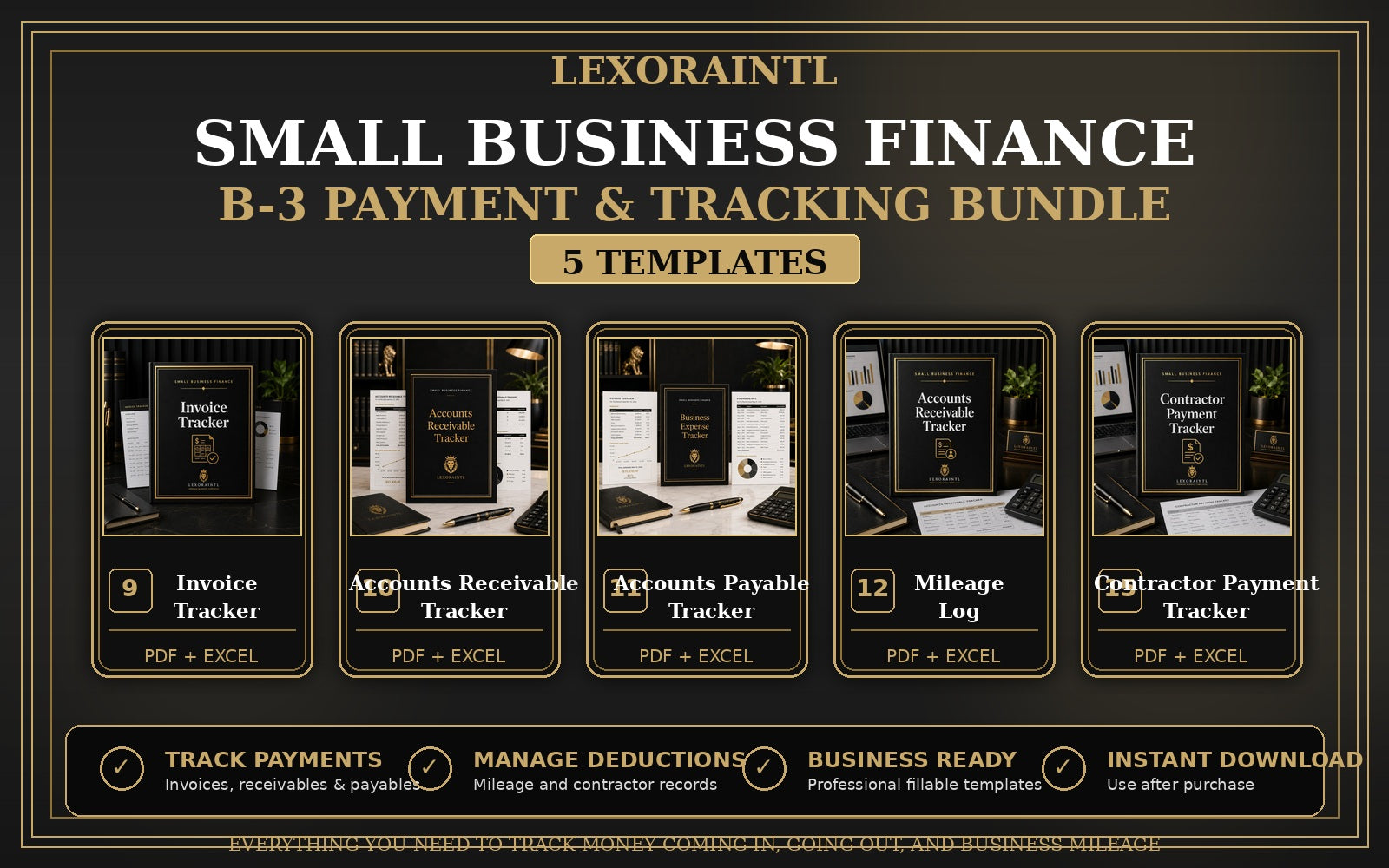 Payment & Tracking Bundle | 5 Fillable Small Business Finance Templates