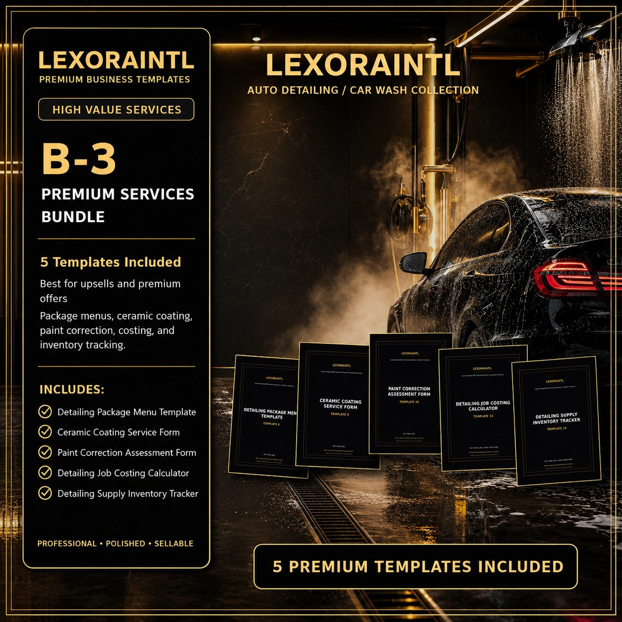 Premium Auto Detailing Services Bundle – Fillable PDF + Excel Templates