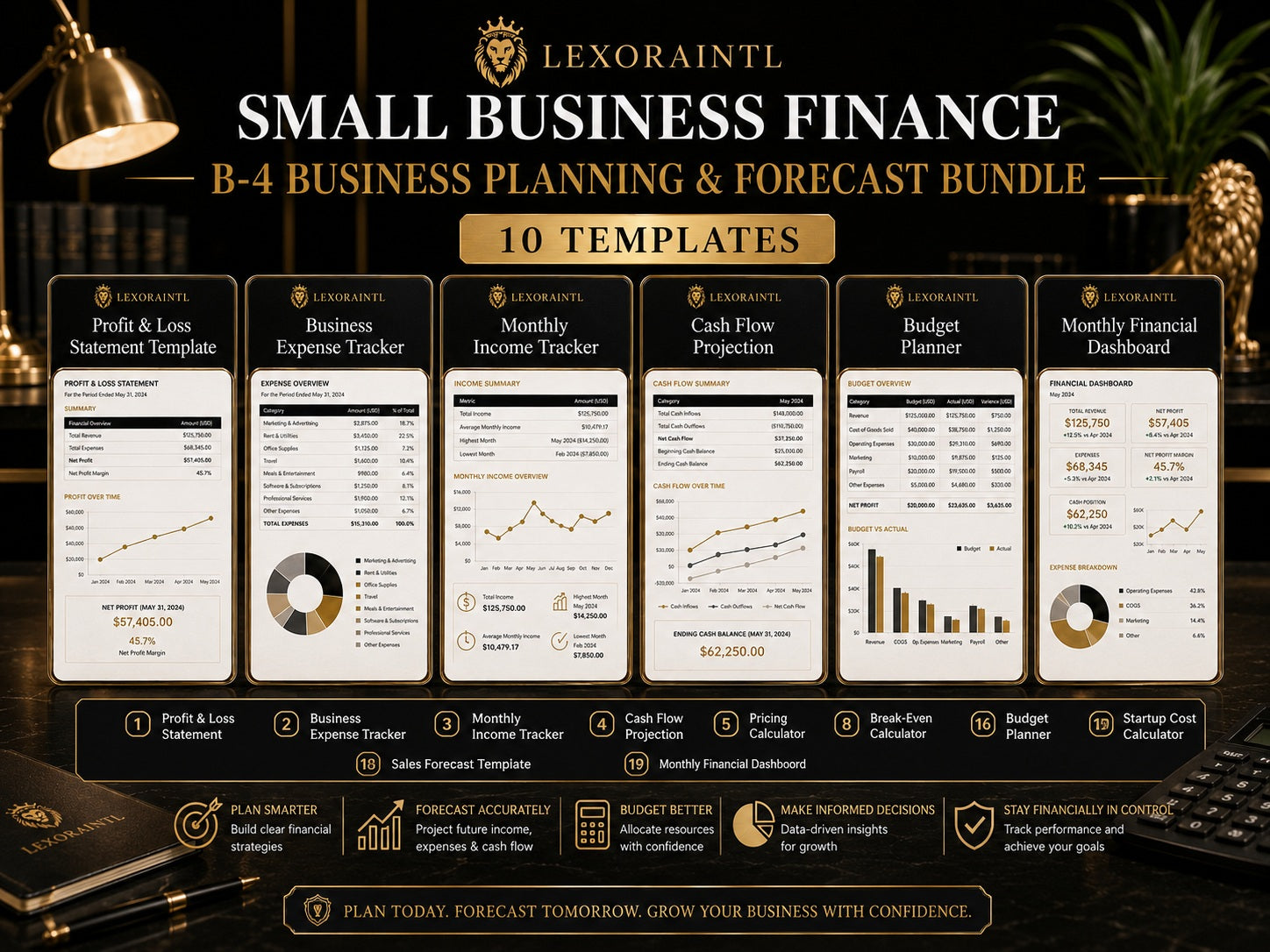 Business Planning & Forecast Bundle | 10 Fillable Small Business Finance Templates