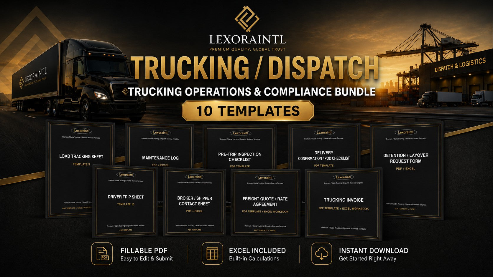 Trucking Operations & Compliance Bundle — 10 Templates | Fillable PDFs | Lexoraintl