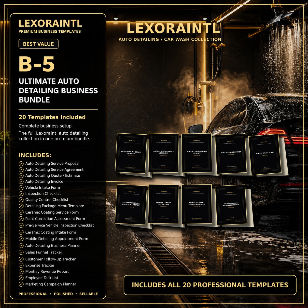 Ultimate Auto Detailing Business Bundle – 20 Fillable PDF + Excel Templates