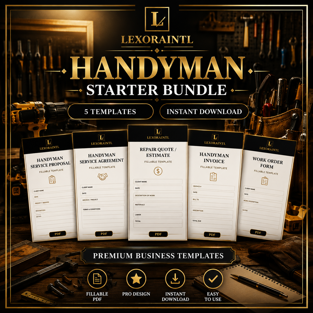 Handyman Starter Bundle — 5 Fillable PDF Templates