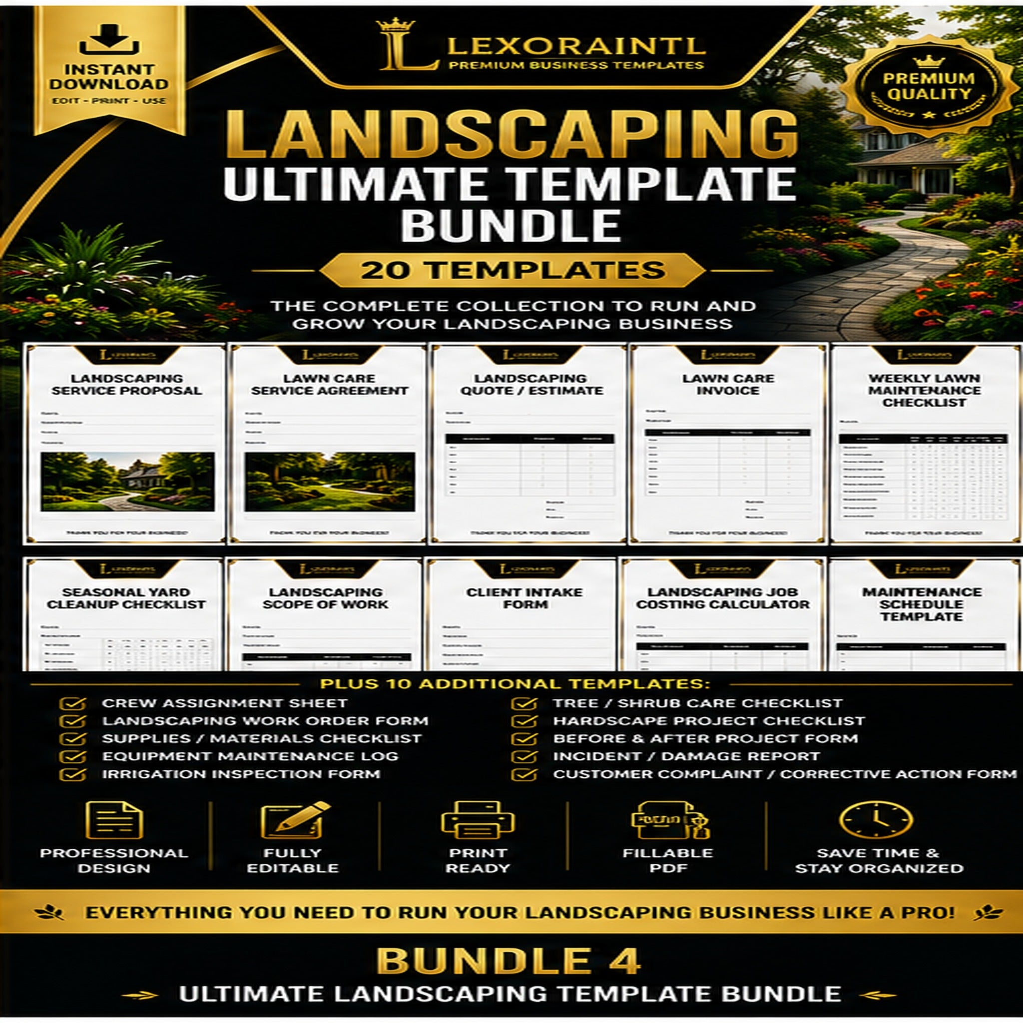 Ultimate Landscaping Template Bundle – 20 Fillable Templates