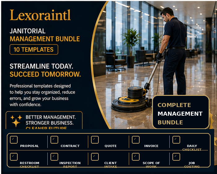 Janitorial Management Bundle — 10 Templates | Fillable PDF + Excel Cleaning Business Forms