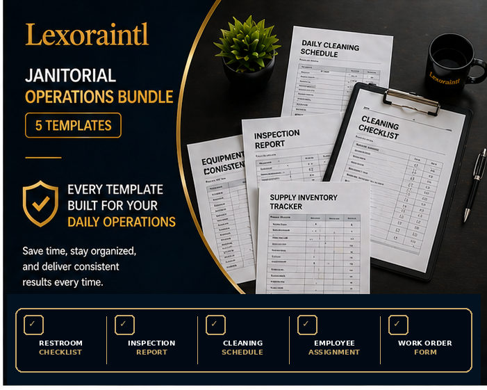 Janitorial Operations Bundle — 5 Templates | Fillable PDF Cleaning Business Forms