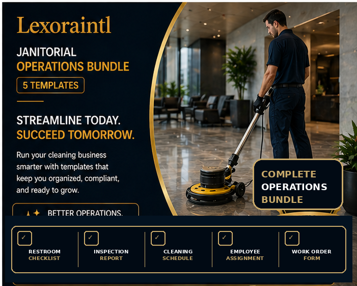 Janitorial Operations Bundle — 5 Templates | Fillable PDF Cleaning Business Forms