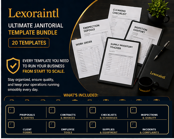 Ultimate Janitorial Template Bundle — 20 Templates | Fillable PDF + Excel Cleaning Business Forms