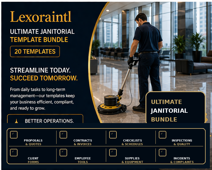 Ultimate Janitorial Template Bundle — 20 Templates | Fillable PDF + Excel Cleaning Business Forms