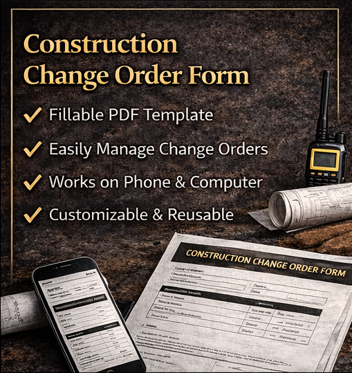 Construction Change Order Form – Fillable PDF