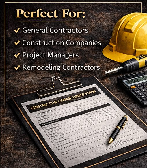 Construction Change Order Form – Fillable PDF
