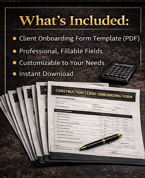 Construction Client Onboarding Form – Fillable PDF