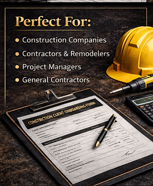 Construction Client Onboarding Form – Fillable PDF