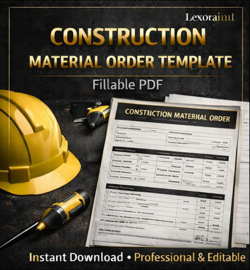 Construction Material Order Form – Fillable PDF
