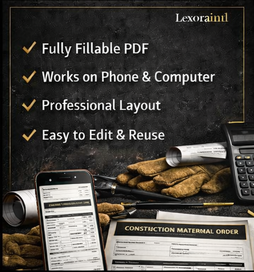 Construction Material Order Form – Fillable PDF