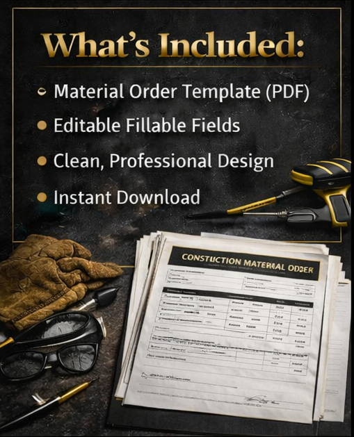 Construction Material Order Form – Fillable PDF