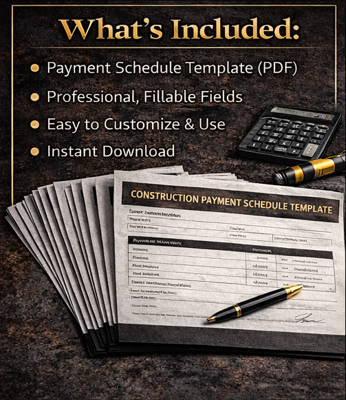 Construction Payment Schedule Template – Fillable PDF