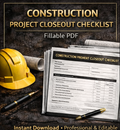 Construction Project Closeout Checklist – Fillable PDF